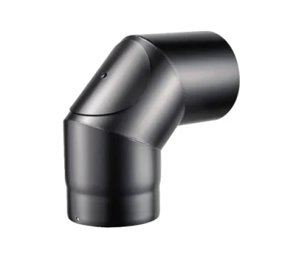 Coude raccordement avec trappe de visite acier peint noir 2mm Coude raccordement avec trappe de visite acier peint noir 2mm