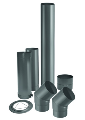 Kit complet raccordement poêle à bois buse sur le dessus email 0,7mm