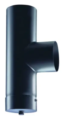 Té 90° + tampon raccordement acier peint noir 2mm