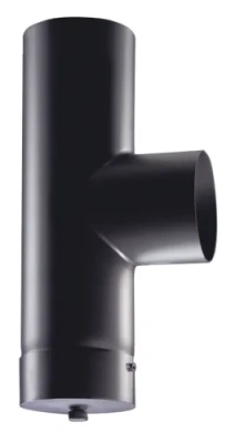 Té 90° + tampon raccordement acier peint noir 2mm Té 90° + tampon raccordement acier peint noir 2mm